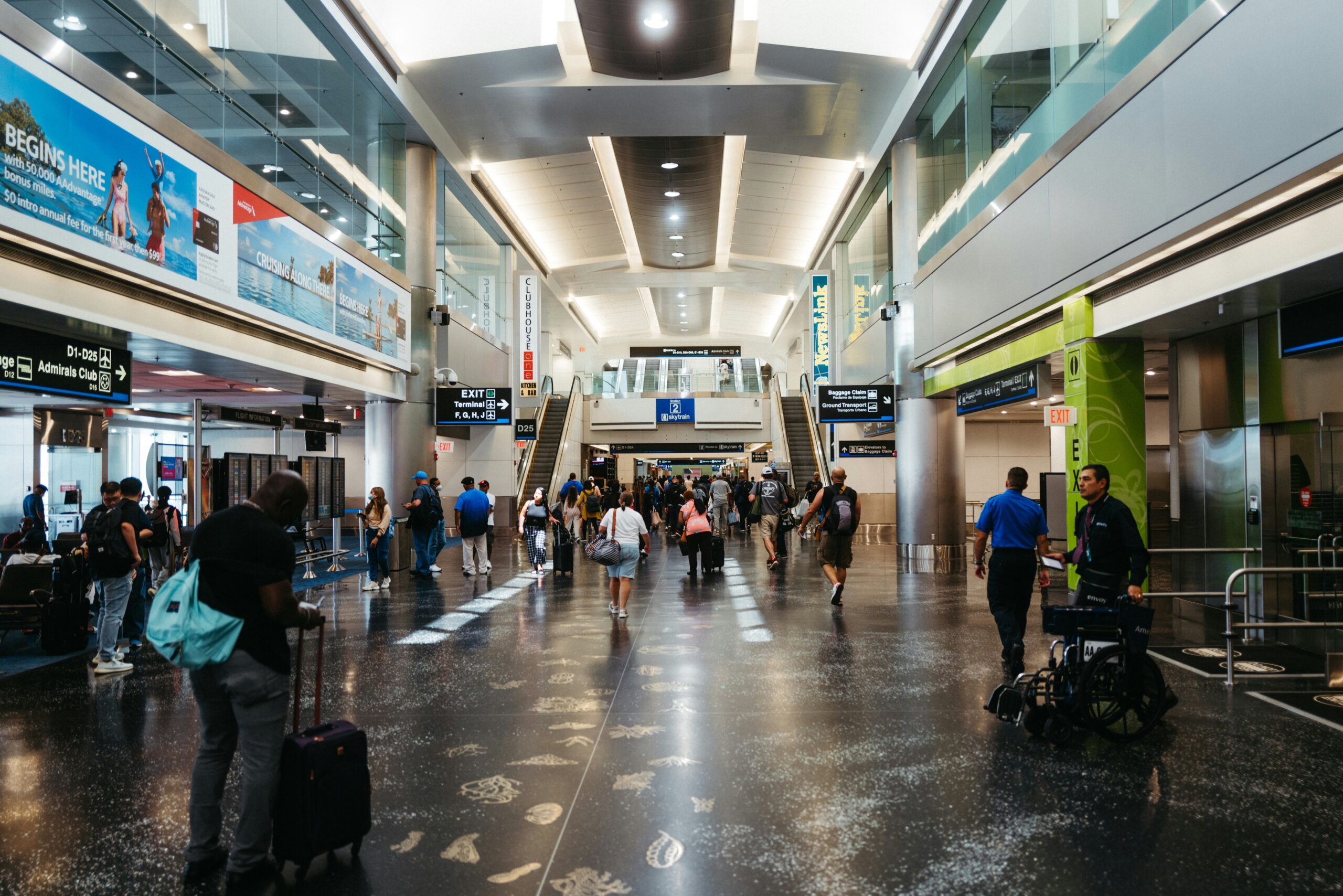 Inside of busy airport