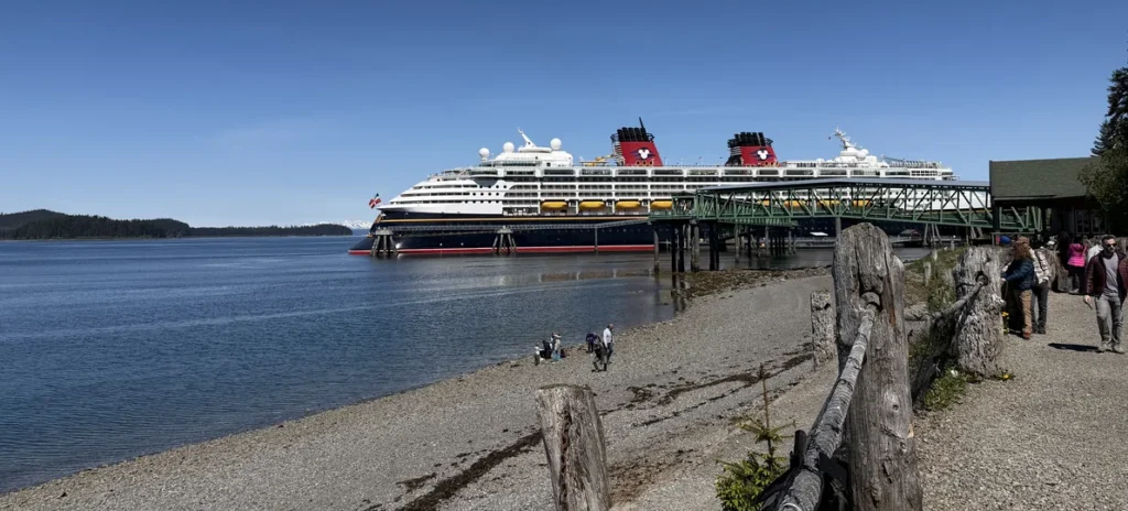 Image with the Disney Magic pier side in Icy Strait Point