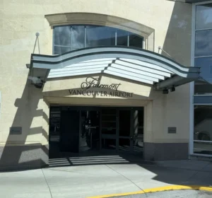 View of the Vancouver Fairmont airport hotel from the outside.