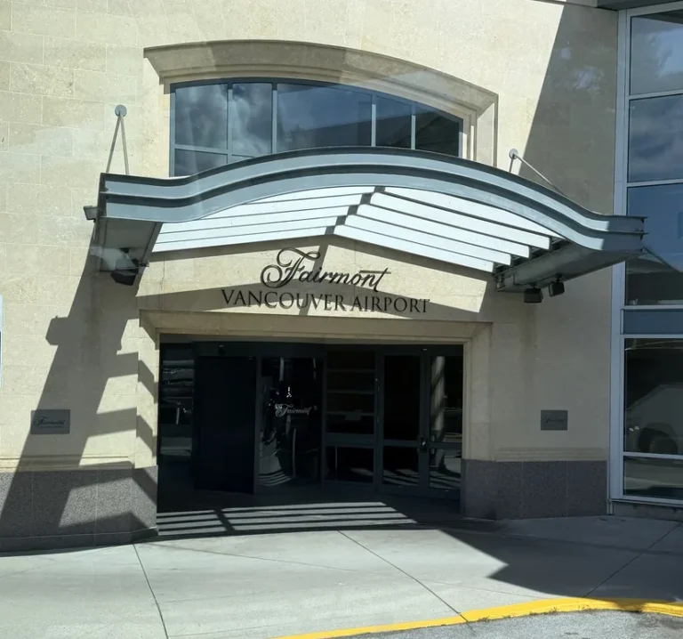 View of the Vancouver Fairmont airport hotel from the outside.